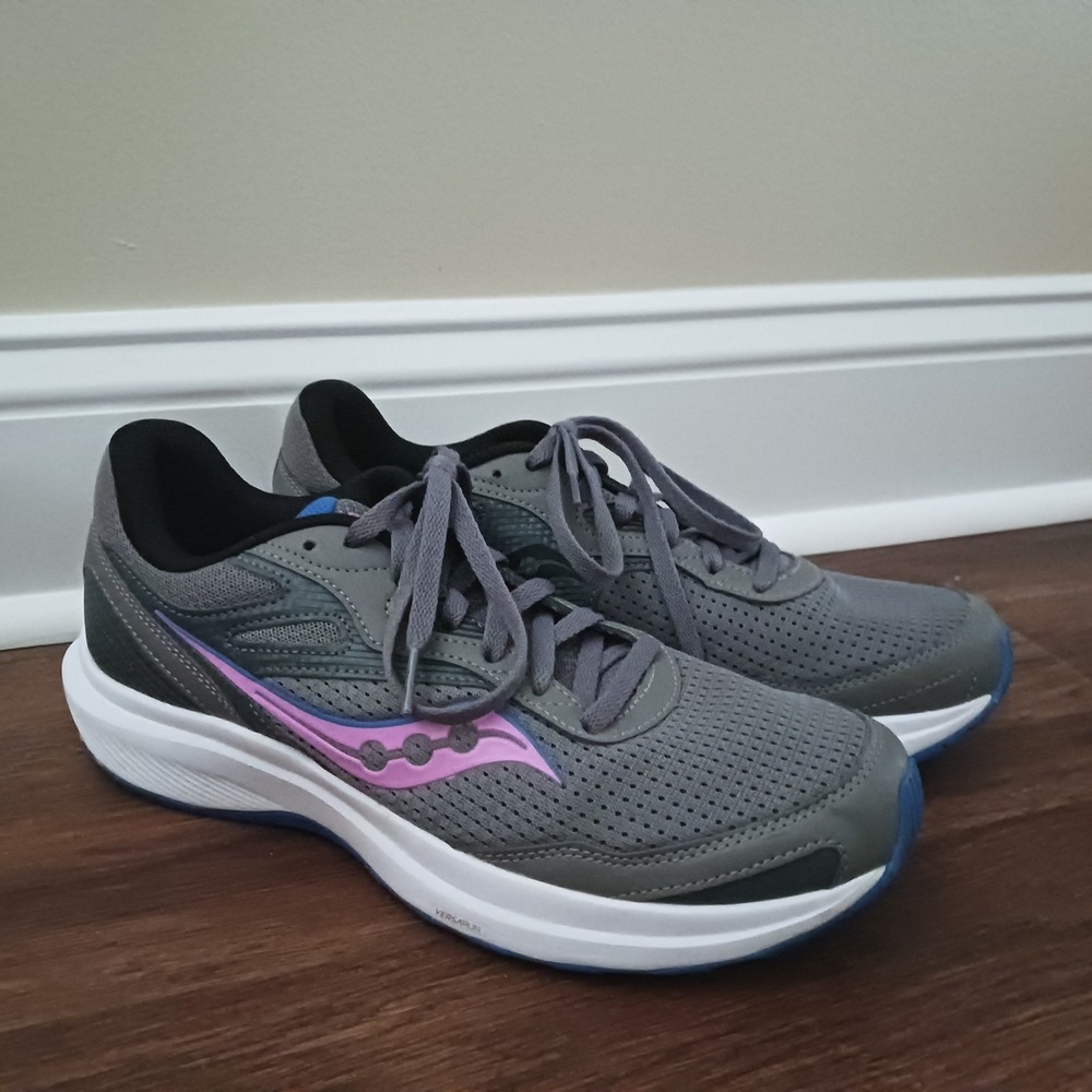 Saucony Cohesion 14 Womens Running Shoes Grey Pink Blue S10628-40 Size 11